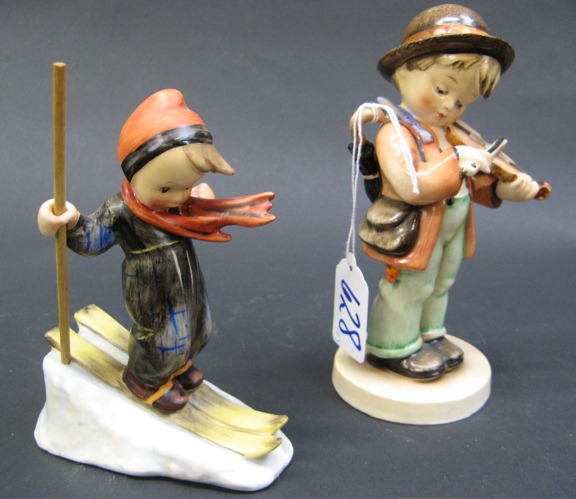 Appraisal: TWO HUMMEL FIGURINES both TM- - The larger Little Fiddler