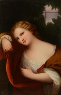 Appraisal: German hard paste porcelain plaque of young beauty German hard