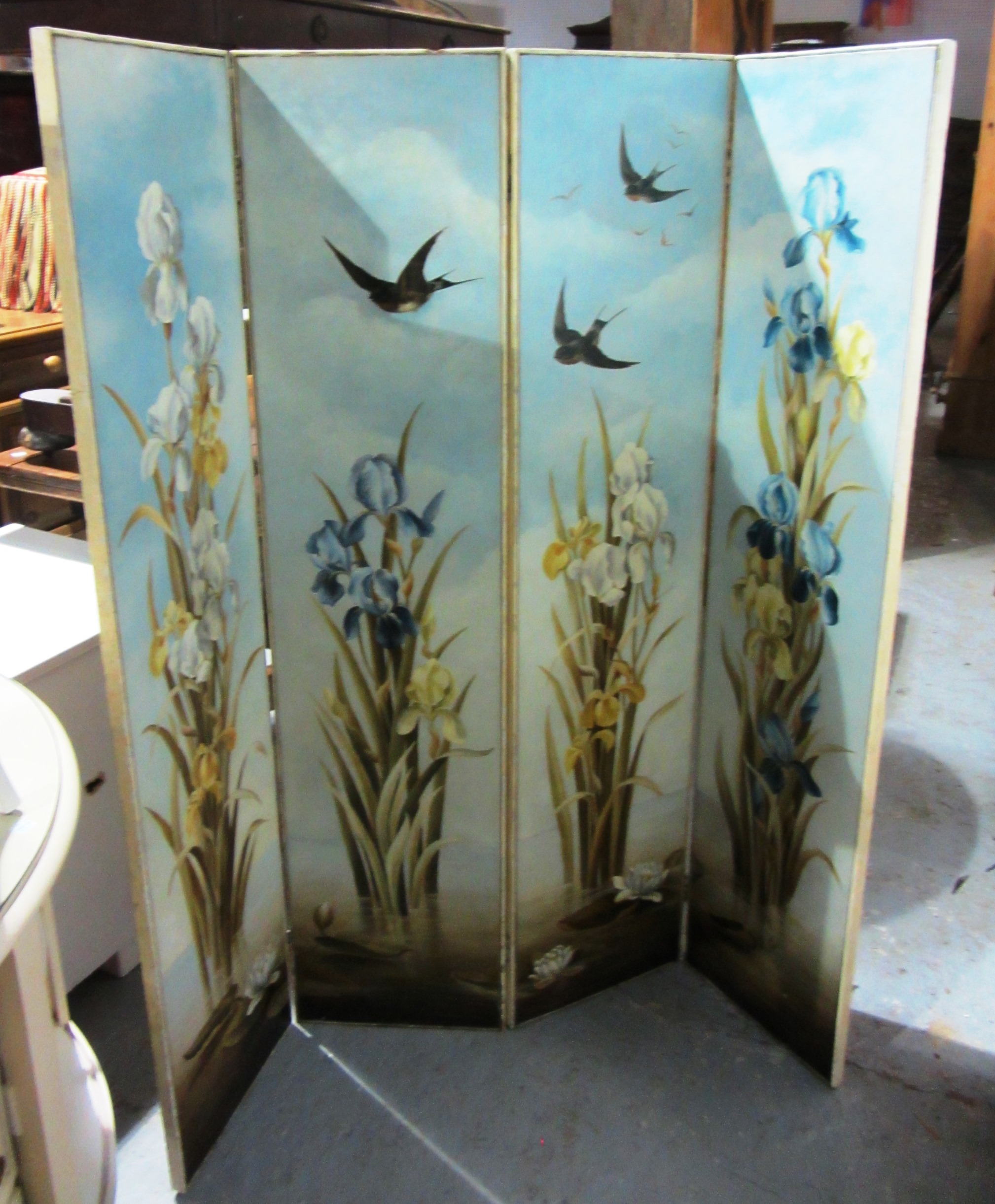 Appraisal: A four fold painted screen