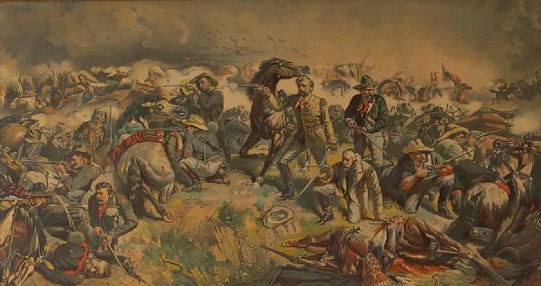 Appraisal: Custer's Last Stand by Mulvaney Chromolithogragh In glazed and matted