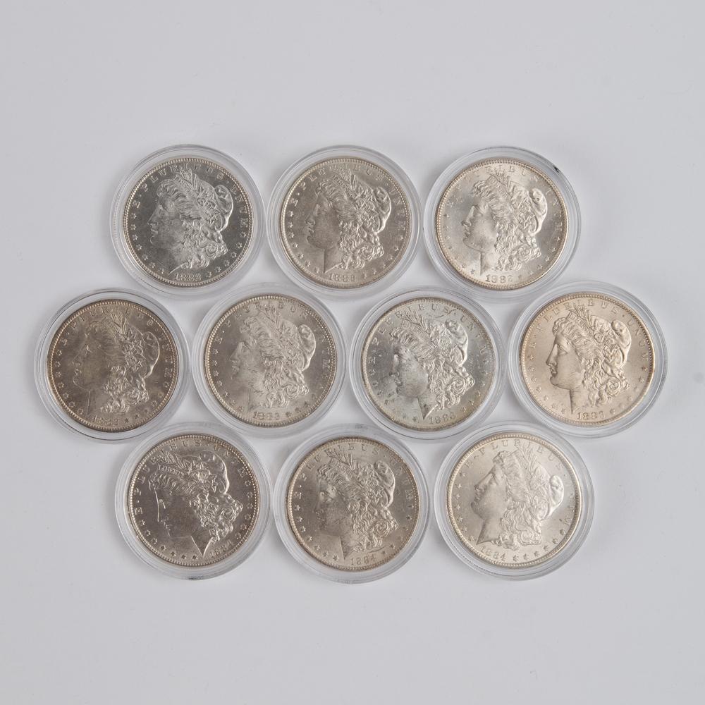 Appraisal: MORGAN SILVER DOLLARS - A lot of Morgan silver dollars