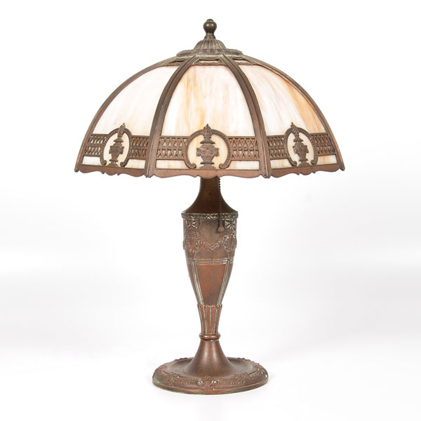 Appraisal: American early th century A table lamp with paneled slag