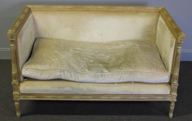 Appraisal: Louis XVI Style Upholstered Down Filled Setteeor Box Sofa Nice