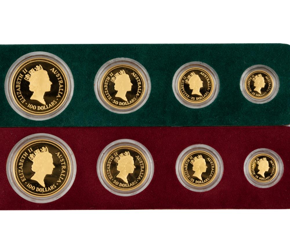 Appraisal: TWO AUSTRALIAN GOLD PROOF SETSeach containing one ounce gold coin