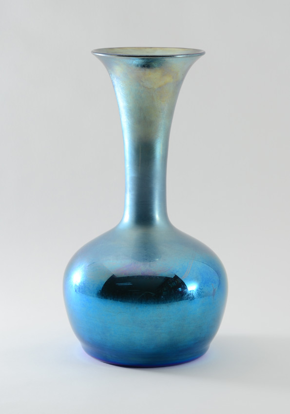 Appraisal: '' DURAND IRIDESCENT ART GLASS VASE Iridescent blue luster flared