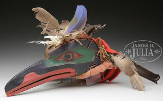 Appraisal: FINE PAINTED CARVED NORTHWEST COAST RAVEN MASK 's The mask