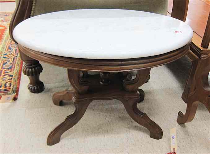 Appraisal: VICTORIAN MARBLE TOP COFFEE TABLE American late th century having