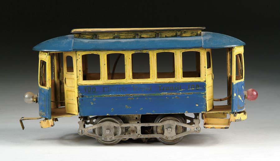 Appraisal: LIONEL STANDARD GAUGE TROLLEY In yellow and dark blue yellow