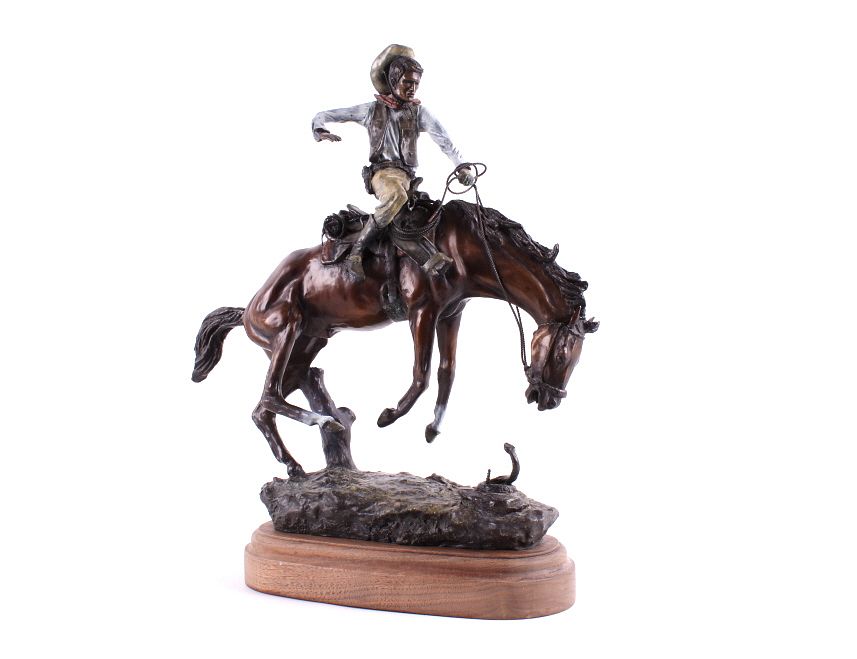 Appraisal: Heikka Montana Bucking Bronco Colored Bronze RARE This is an