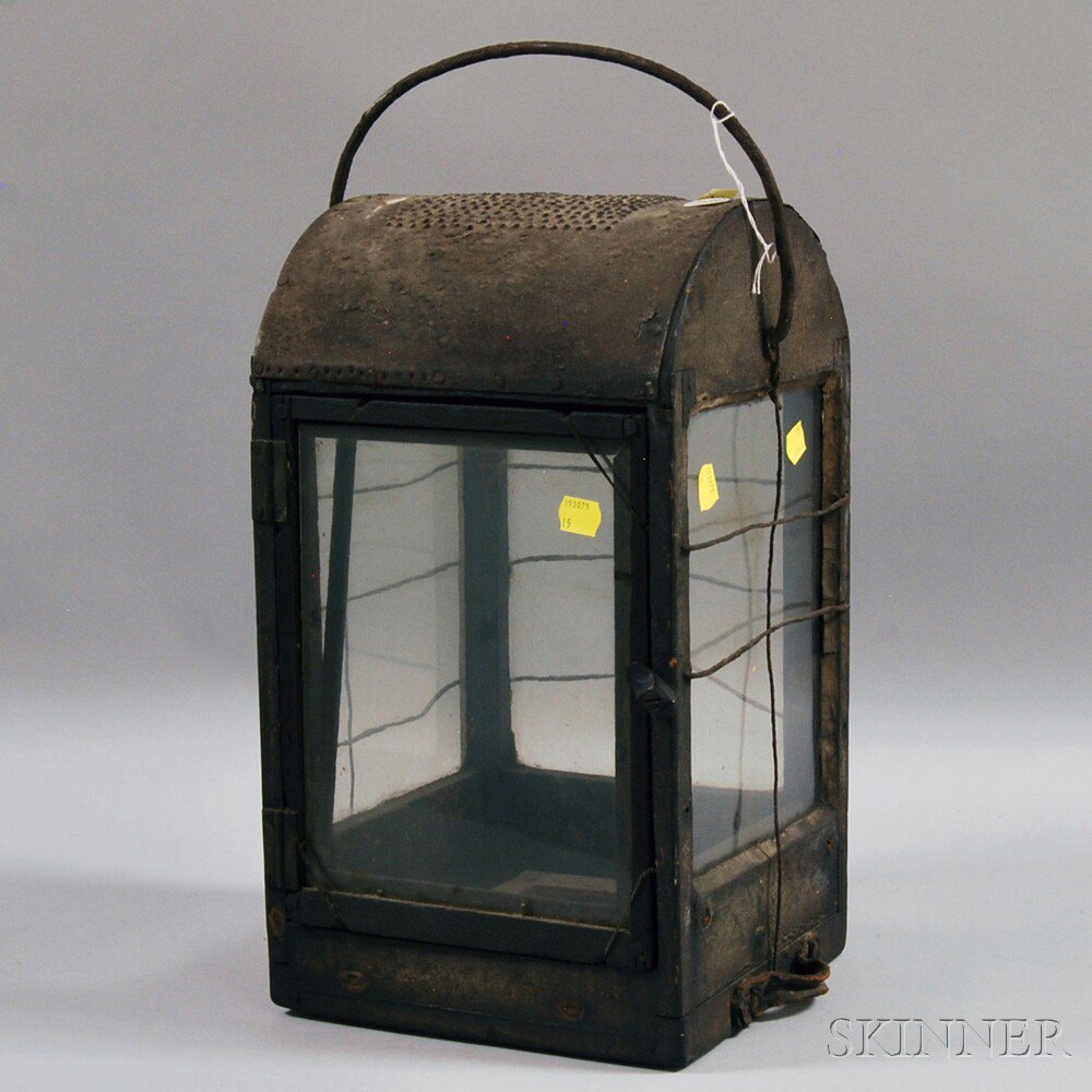 Appraisal: Tin Wood and Glass Barn Lantern th century ht wd