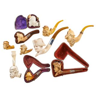 Appraisal: SOLDIER MILITARY MEERSCHAUM PIPES Ten Includes three Civil War soldiers