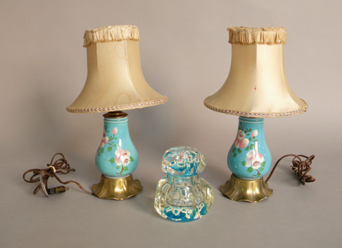 Appraisal: Pair of bedside lamps th c h together with a