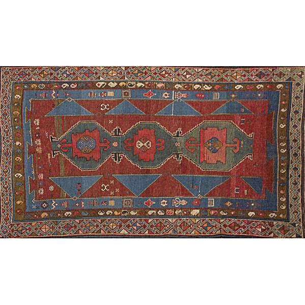 Appraisal: CAUCASIAN KAZAKArea rug in jewel tones ca x