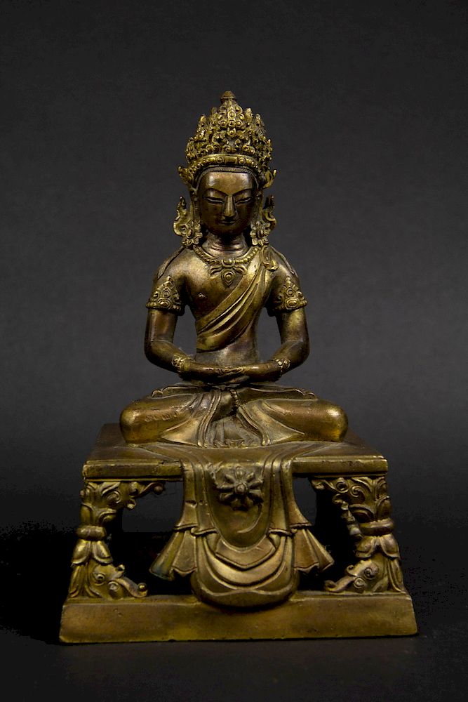 Appraisal: A Gilt Bronze Figure of Amitayus Represented sitting in padmasana