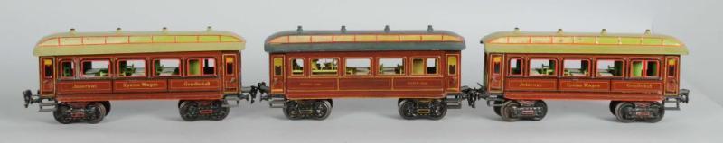 Appraisal: Lot of Marklin -Gauge Passenger Cars Description Hand-enameled cars with