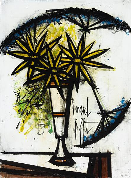 Appraisal: Bernard Buffet French - Trois marguerites jaunes et trois ombelles