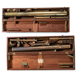 Appraisal: Two English Brass Astronomical Telescopes th Century the first example