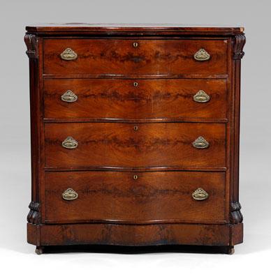 Appraisal: William IV serpentine chest figured mahogany four graduated and dovetailed