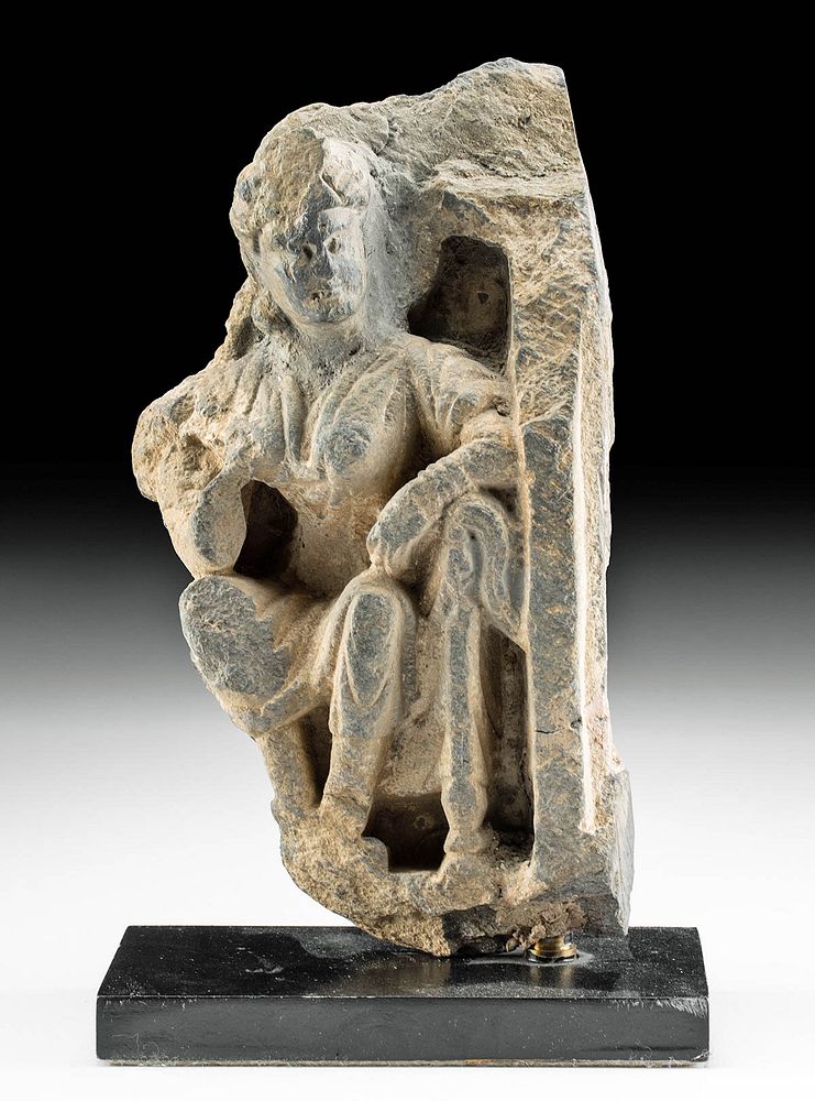 Appraisal: Gandharan Schist Relief of Seated Female Figure Central Asia Northwest