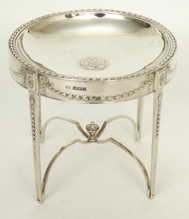 Appraisal: ADAM REVIVAL MINIATURE SILVER TABLE DISH JOHN ROUND SON SHEFFIELD