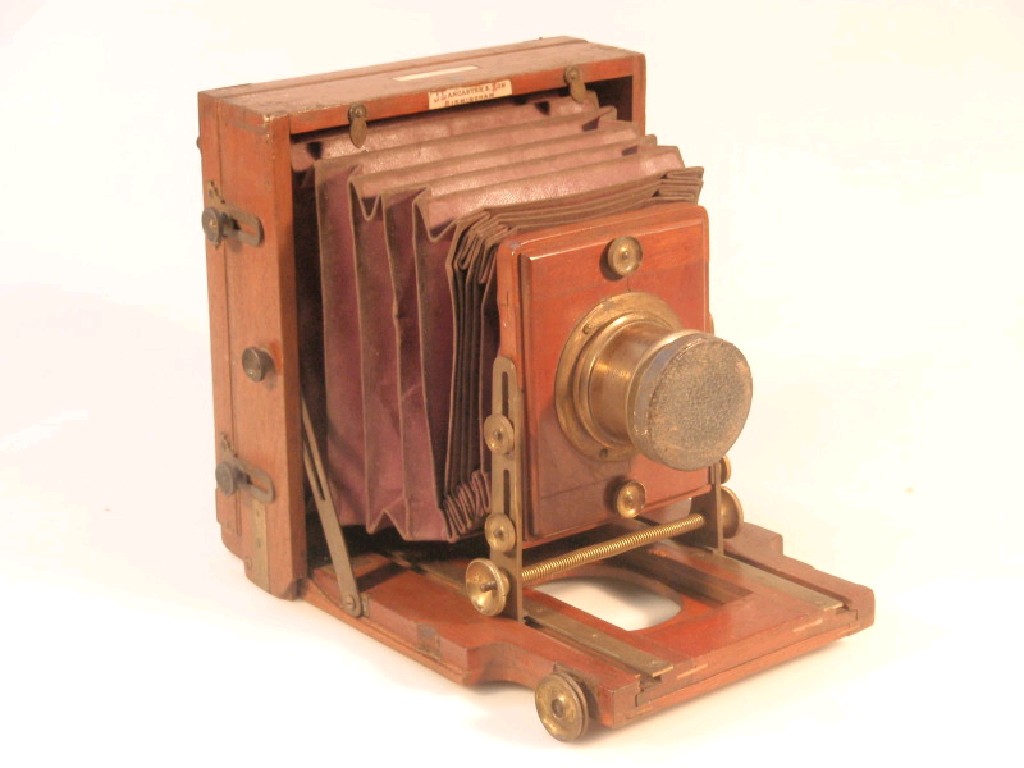 Appraisal: The Instantograph a brass and mahogany folding plate camera by