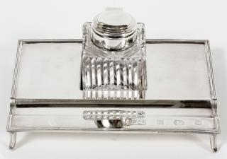 Appraisal: SHEAFFER PEN CO STERLING CRYSTAL INK STAND SHEAFFER PEN CO