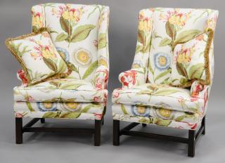 Appraisal: Pair of custom upholstered easy chairs like new condition Pair