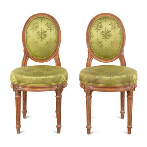 Appraisal: A Pair of Louis XVI Style Slipper Chairs th Century