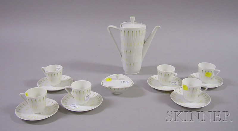 Appraisal: Fourteen-piece German Hutschenreuther Porcelain Coffee Set including a coffeepot covered