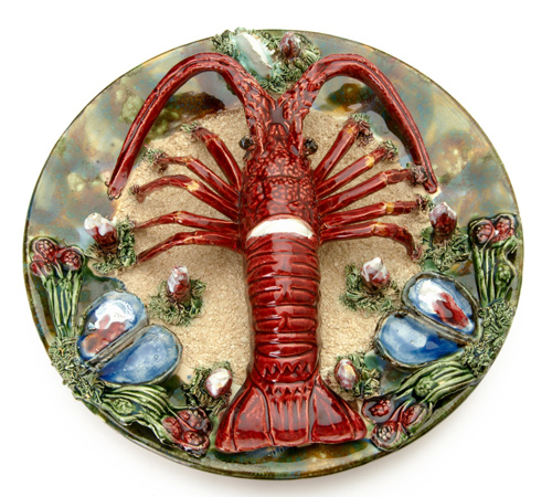 Appraisal: PORTUGUESE Palissy-ware platter with crustaceans featuring a large lobster in