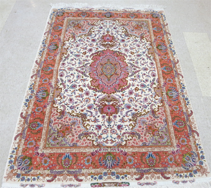 Appraisal: EXTRA FINE PERSIAN TABRIZ SILK AND WOOL AREA RUG hand