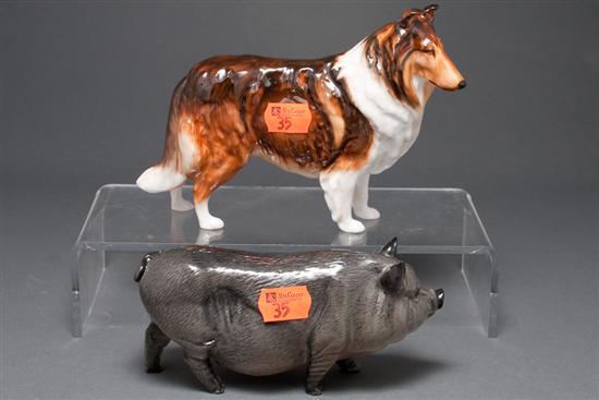 Appraisal: Royal Doulton china collie and hog animal figures collie dog