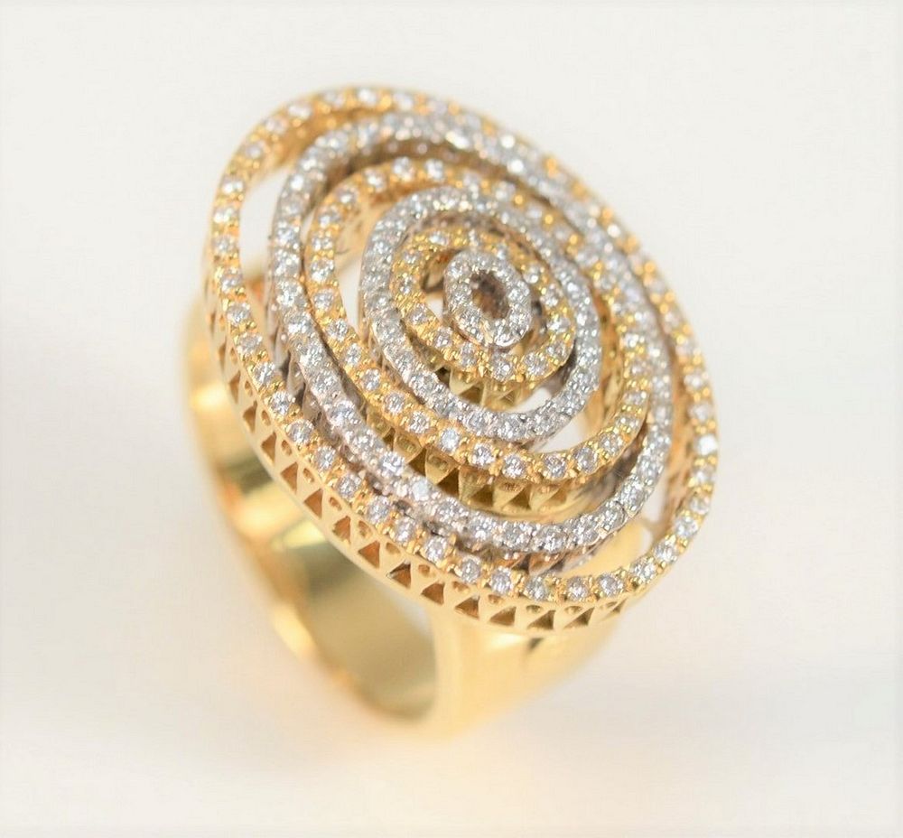 Appraisal: Karat Ponte Vecchio Gioielli two tone ring with diamond swirl