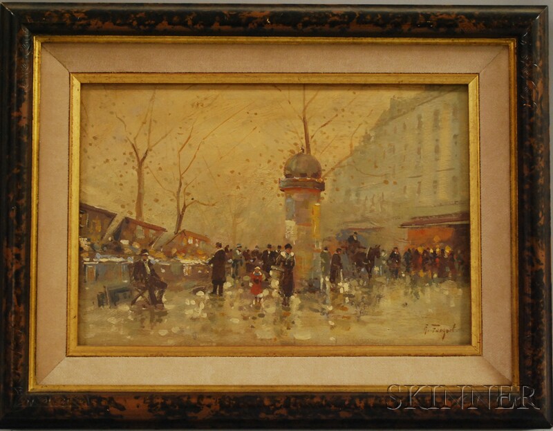 Appraisal: Armand Fouquet French b Parisian Sidewalk Scene Signed A Fouquet