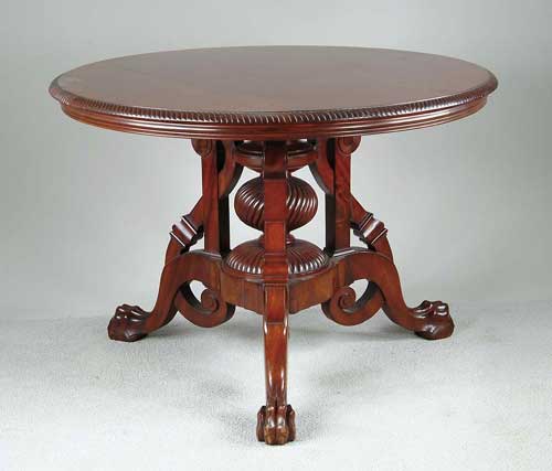 Appraisal: FINE MAHOGANY CARVED ROUND CENTER TABLE The top with gadrooned