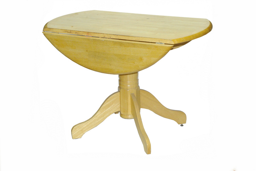 Appraisal: DINETTE TABLE Contemporary laminated hardwood drop leaf pedestal base dinette