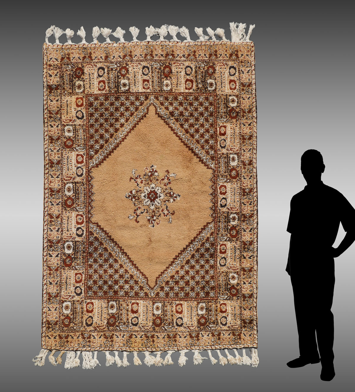 Appraisal: MOROCCAN SHAGGY HAND KNOTTED WOOL RUG ' '' X '