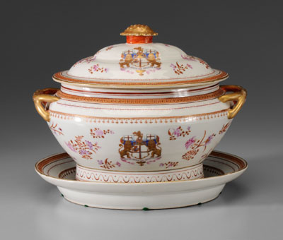 Appraisal: Export Style Porcelain Tureen possibly French th century with lid