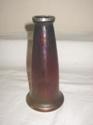 Appraisal: A LOETZ GLASS VASE of tapering form with silver moulded