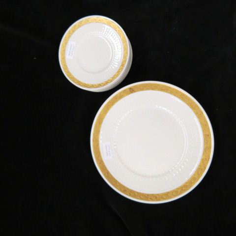 Appraisal: Royal Copenhagen Porcelain Plates pattern gold encrusted borders - and