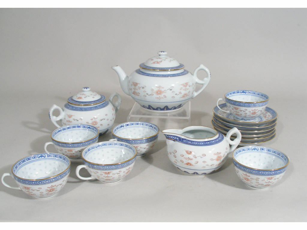 Appraisal: Rice China Tea Set early th century consisting of a