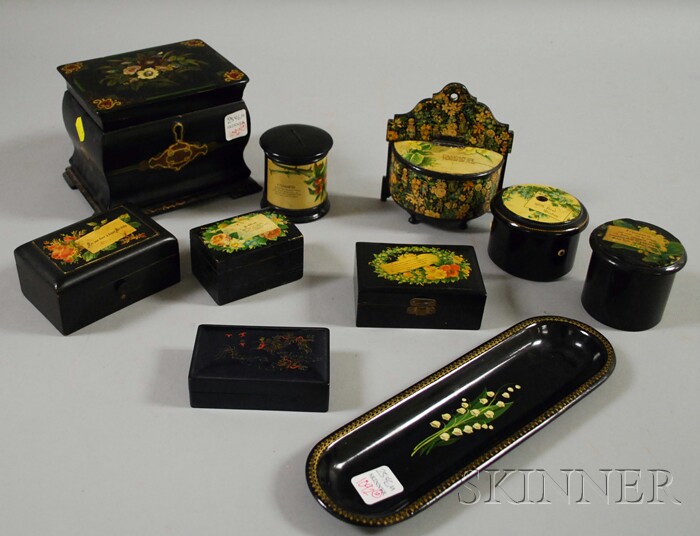 Appraisal: Ten th th Century Black Lacquer and Decorated Desk and