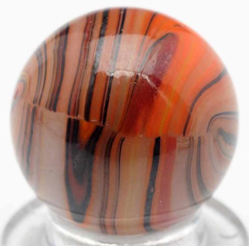 Appraisal: Christensen Agate Striped Opaque Marble Unusual color combination Base glass