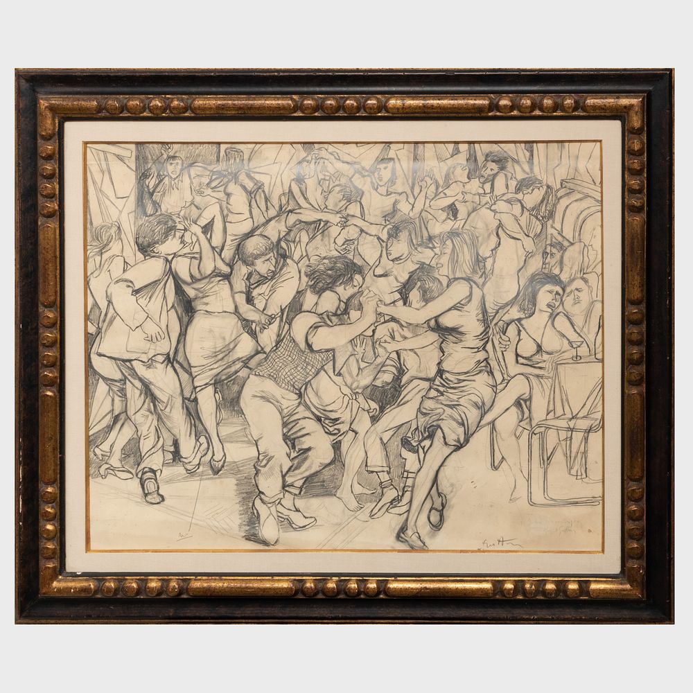 Appraisal: Renato Guttuso - Untitled Study Chalk and black crayon on