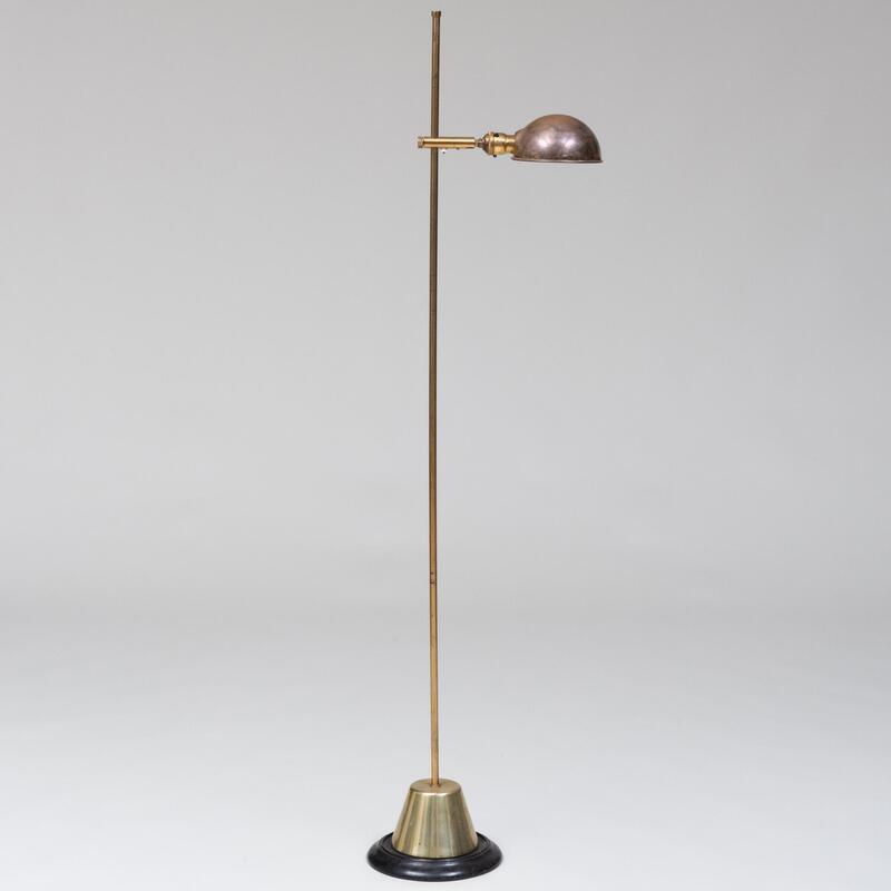 Appraisal: Modern Brass and Ebonized Retractable Floor Lamp ft in x