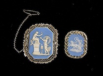 Appraisal: Two Wedgwood Light Blue Jasper Silver Framed Brooches ca late