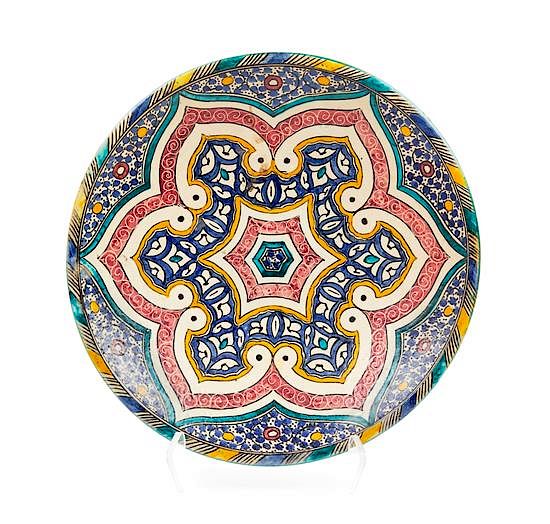 Appraisal: A Middle Eastern Glazed Ceramic Charger Height x diameter inches