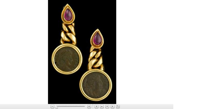 Appraisal: Pair of karat yellow gold Roman coin earrings Bvlgari s