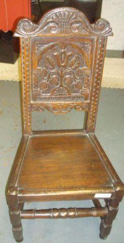 Appraisal: Antique th Cent Carved High Back Chair Dimensions high