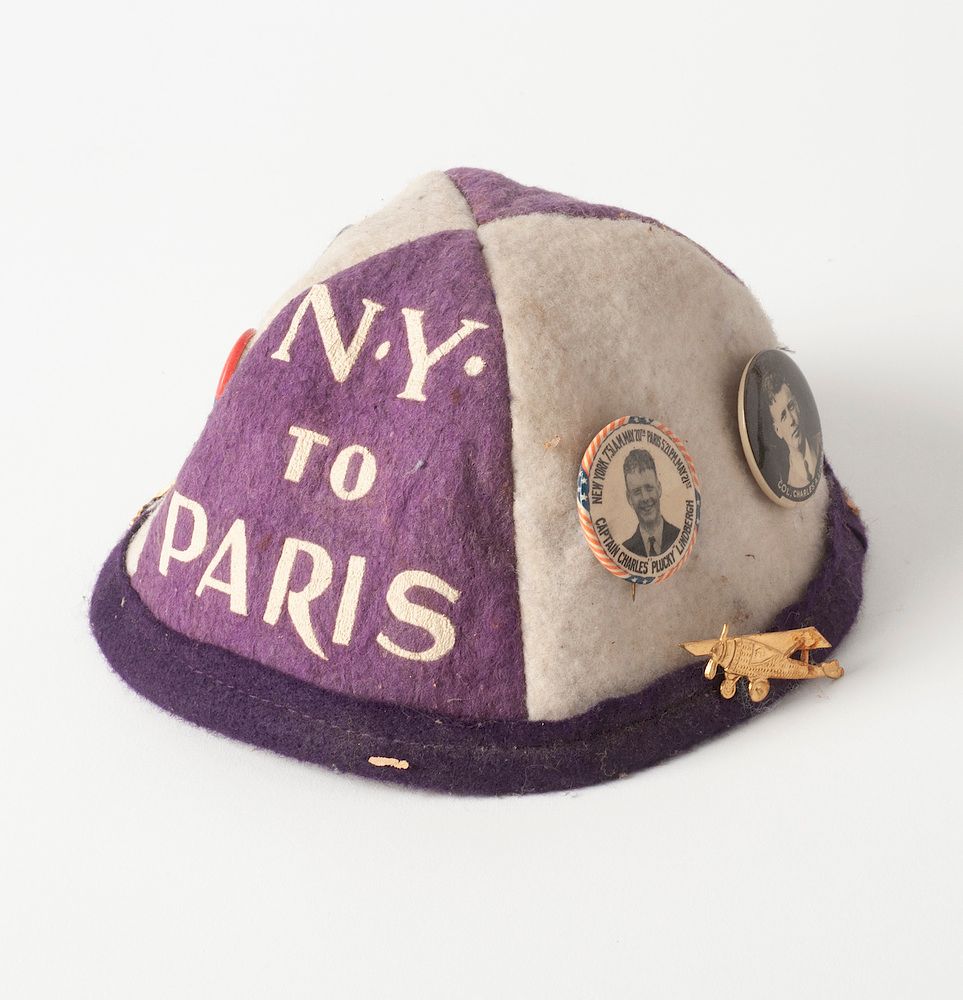 Appraisal: Original Lindbergh Skullcap with Original Button and Pins Original Lindbergh